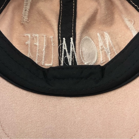 Rae Dunn pink Mom Life distressed blush all cotton ball cap - Picture 7 of 8